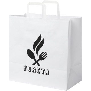 Kraftpapiertasche 80-90 g/m² mit flachen Griffen – XL, weiß