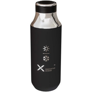 SCX.design D12 500 ml Isolierflasche aus Edelstahl mit Trinkhalm, schwarz