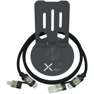 SCX.design O34 360° Smartphonehalterung mit 240W 4 in 1 Ladekabel, kanonengrau