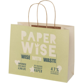 Papiertüte 150 /m² aus landwirtschaftlichen Reststoffen mit gedrehten Griffen – groß, cremeweiß