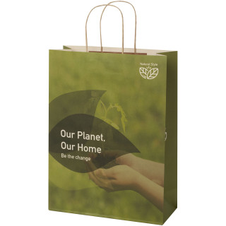 Papiertüte 150 g/m² aus landwirtschaftlichen Reststoffen mit gedrehten Griffen – XXL, cremeweiß