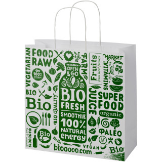 Kraftpapiertasche 120 g/m² mit gedrehten Griffen – XL, weiß
