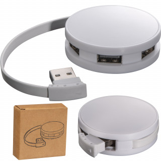 USB Hub aus Kunststoff mit 4 Anschlüssen, weiss