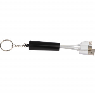 Schlüsselanhänger mit 3in1 USB Ladekabel, schwarz
