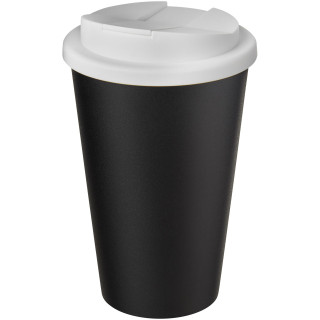 Americano® Eco 350 ml recycelter Becher mit auslaufsicherem Deckel, weiß, schwarz
