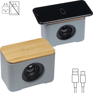 Bluetooth Lautsprecher mit integriertem Wireless Charger PILAR, grau