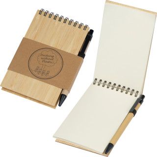Notizbuch mit Bambuscover, beige