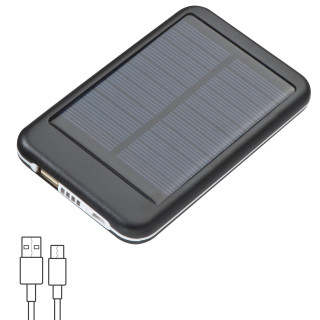Solar Powerbank aus Metall mit 4.000 mAh, schwarz