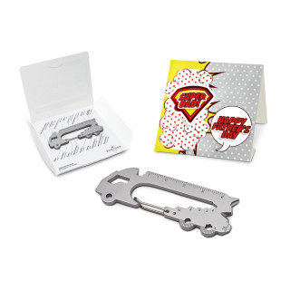 Geschenkartikel: ROMINOX® Key Tool Truck / LKW (22 Funktionen) im Motiv-Mäppchen Super Dad