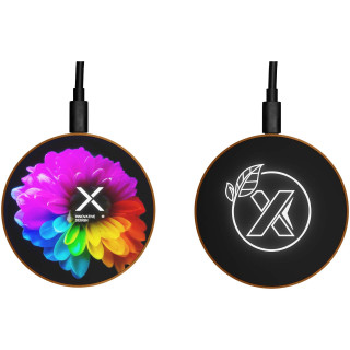 SCX.design W13 kabellose Ladestation aus Holz mit Leuchtlogo, braun