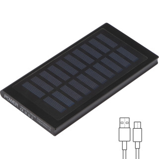 Solar Powerbank aus Metall 8.000mAh SAVERIO, schwarz