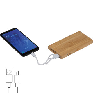 Powerbank aus Bambus, beige