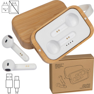 Bluetooth Kopfhörer in einer Bambusbox HAZEL, beige