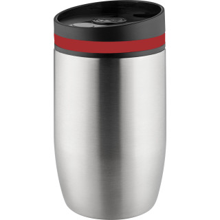 Metmaxx® Thermobecher "CremaOfficinaBudget", silber, Ring rot