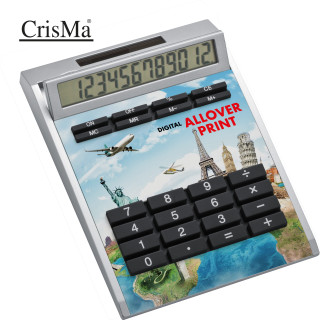 Tischrechner Eigendesign mit 12 Digits aus Kunststoff, weiss