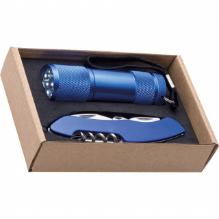 Set Taschenlampe & Taschenmesser Dover, blau