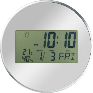 Wanduhr mit Digitaldisplay, grau