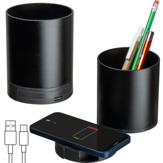 Stifteköcher mit Wireless Charging BORIS, schwarz