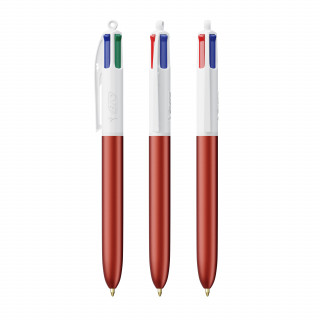 BIC® 4 Farben Glacé mit Schlüsselband, rot glasiert, weiß