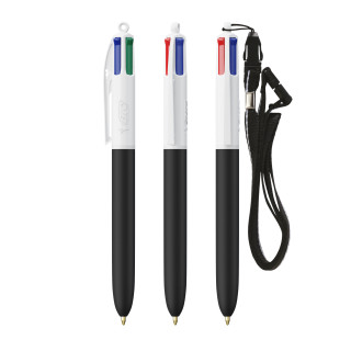 BIC® 4 Colours® Soft with Lanyard, weiß, weiches schwarz
