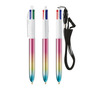 BIC® 4 Colours® Gradient + lanyard, rosa, gelb, türkis