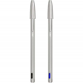 BIC® Cristal® ReNew, metall - blaue Schreibfarbe