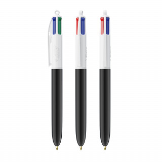 BIC® 4 Colours Kugelschreiber + Umhängeband, weiß, schwarz