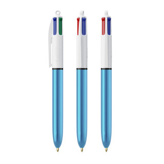 BIC® 4 Colours® Shine ballpen, weiß, blaumetallic