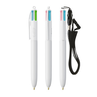 BIC® 4 Colours® Fashion with Lanyard ballpen, weiß