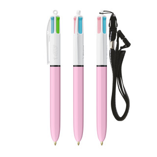 BIC® 4 Colours® Fashion with Lanyard ballpen, weiß, pastelllila