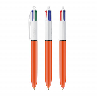 BIC® 4 Farben Feiner Kugelschreiber, weiß, orange
