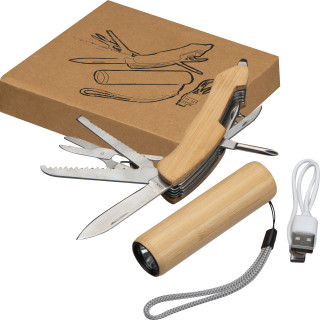 Set Taschenlampe/-messer Oldham, beige