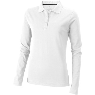 Oakville Langarm Poloshirt für Damen, weiß, XS