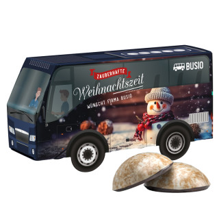 3D-Präsent "Bus", Weiss 4er Lebkuchen Mini