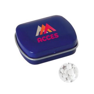 Kleine Blechdose mit extra strong NL-Minties `Triangle`, vegan, Digitaldruck, dunkelblau