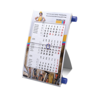 Tischkalender für 2 Jahre, Drehkalender in neuer Dimension. Kalendarium 6-spr. (D,GB,F,I,E,NL), grau