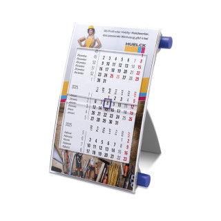 Tischkalender für 2 Jahre, Drehkalender in neuer Dimension. Kalendarium 6-spr. (D,GB,F,I,E,NL), grau