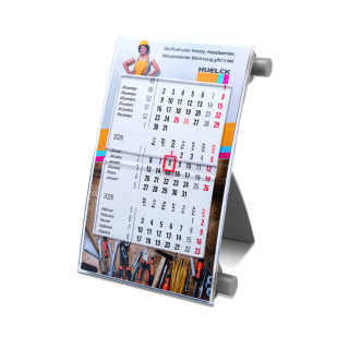 Tischkalender für 2 Jahre, Drehkalender in neuer Dimension. Kalendarium 6-spr. (D,GB,F,I,E,NL), grau