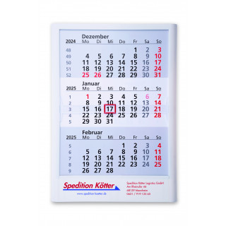 Wandkalender für 2 Jahre mit 24 zweifarbigen Kalenderseiten, deutsch, schwarz