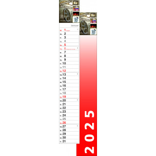 Streifenkalender 70 cm, 12 Monatsblätter + Titelblatt, deutsch-sprachig