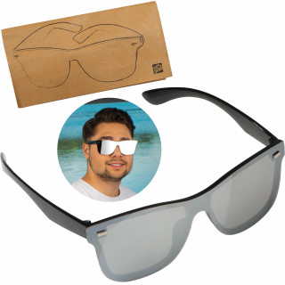 Sonnenbrille mit verspiegelten Gläsern, schwarz