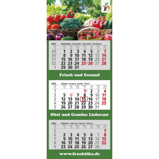 Papierwandkalender mit 3 Monaten auf 3 einzelnen Blöcken, 4-sprachig (D, GB, F, E), grau