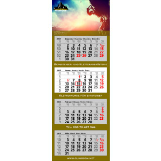 Papierwandkalender mit 4 Monaten auf 4 einzelnen Blöcken, 4-sprachig (D, GB, F, E)