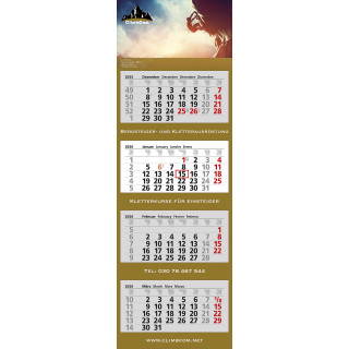 Papierwandkalender mit 4 Monaten auf 4 einzelnen Blöcken, 4-sprachig (D, GB, F, E), grau