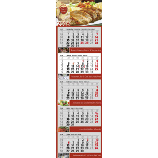 Papierwandkalender mit 5 Monaten auf 5 einzelnen Blöcken, 4-sprachig (D, GB, F, NL), grau