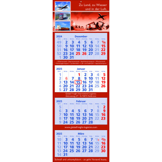 Papierwandkalender mit 4 Monaten auf 4 einzelnen Blöcken, deutsch-sprachig