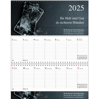 Tischquerkalender mit 1 Monats Übersicht, 1 Woche auf einer Seite, Terminuhrzeiten von 7-20 Uhr , 1-sprachig deutsch ca. 64 Seiten