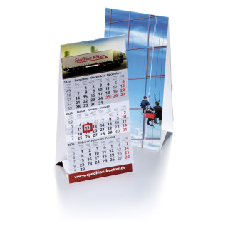 Tisch-Aufstellkalender aus hochwertigem, stabilem Karton, 12 Blatt, 1 Jahr, 3-sprachig (D, GB, F)