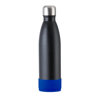 Thermoflasche RETUMBLER myTOULON, Flasche: schwarz, Manchette: blau