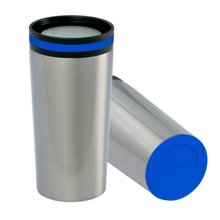 Thermobecher RETUMBLER-myDRINQEO, silber, blau, blau